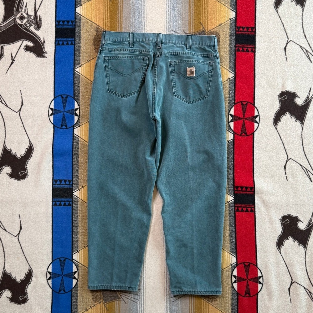 Vintage Carhartt WU143 Teal Duck Canvas Work Pants Mens 36x30 Made in USA